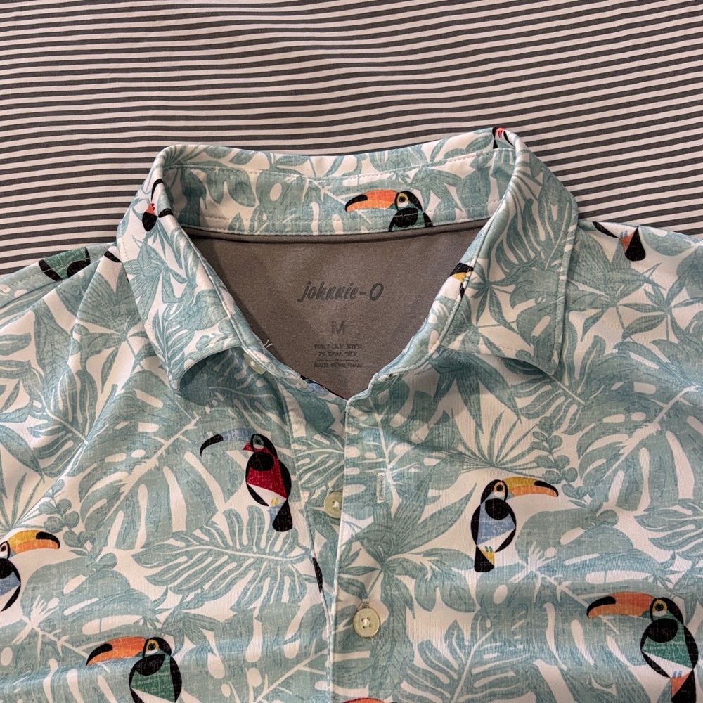 johnnie-O Men's Toucan Print Shirt - Light Blue